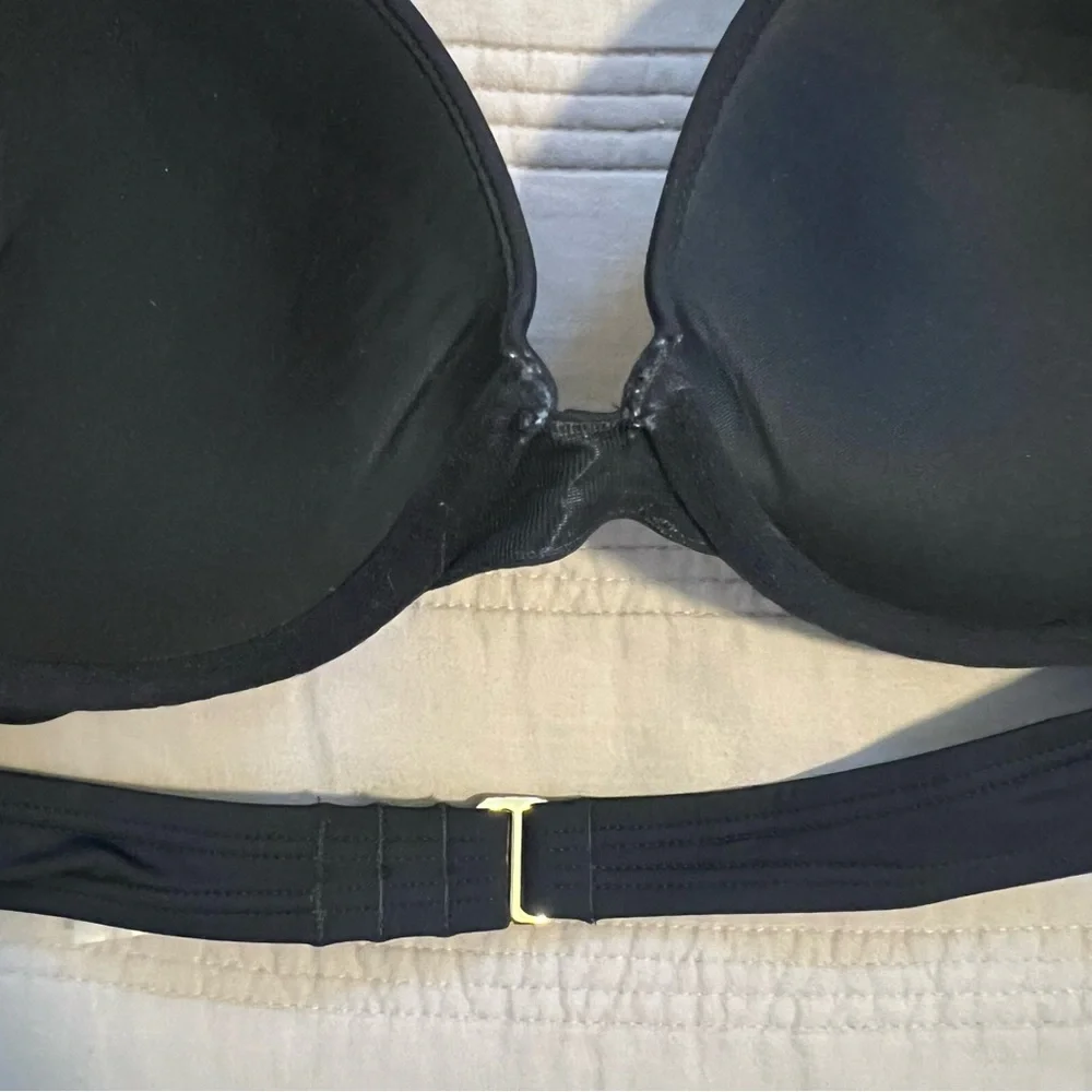 Victoria's Secret Black Halter Bikini Top Push Up 36B - Picture 4 of 7